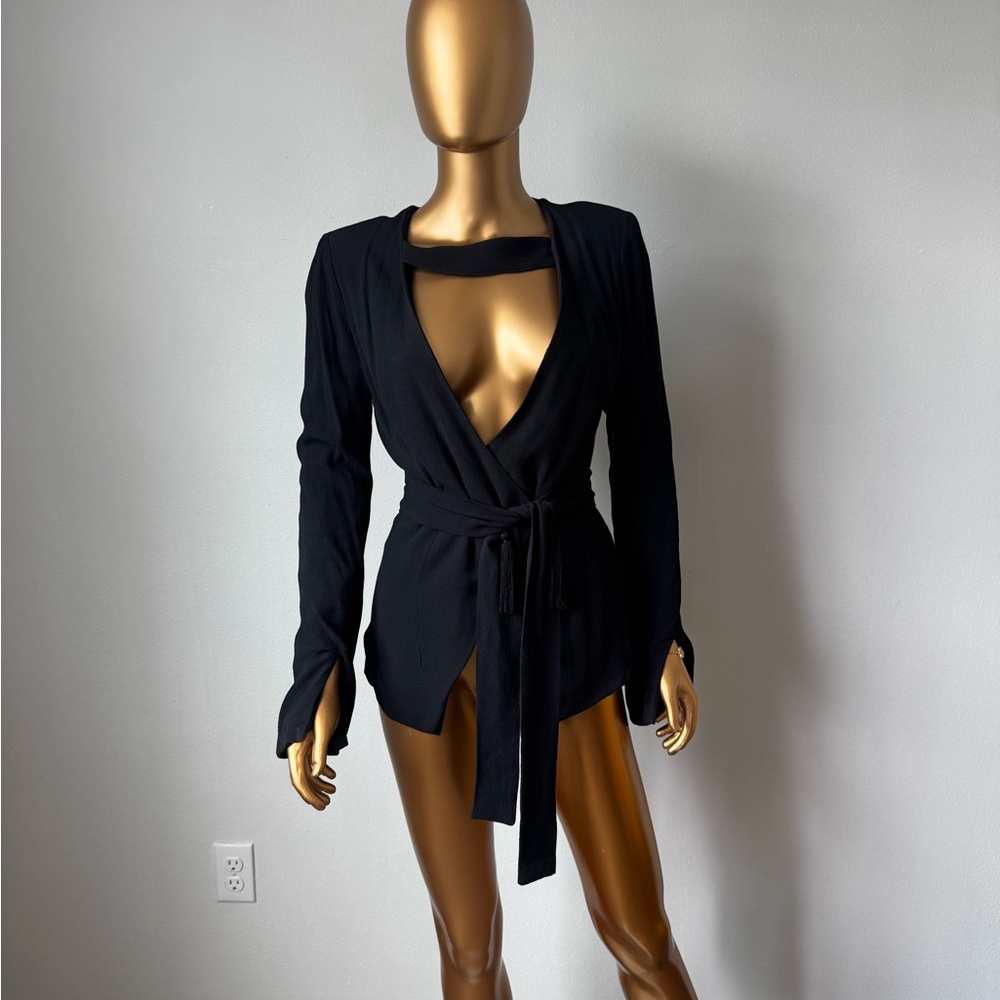 Stone Cold Fox Black Wrap Top